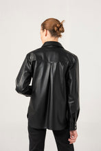 Load image into Gallery viewer, Women&#39;s Stylish Black Leather Shirt Jacket
