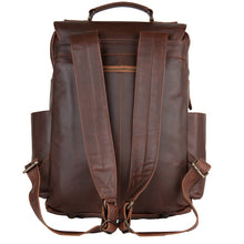 Load image into Gallery viewer, The City Brown Leather Backpack with Laptop Compartment
