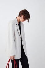Load image into Gallery viewer, White Leather Blazer for Women in Single Breasted
