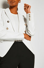 Load image into Gallery viewer, White Leather Blazer for Women with Silver Button Closure
