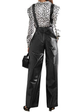 Load image into Gallery viewer, Women Black Lambskin Leather Overall Romper
