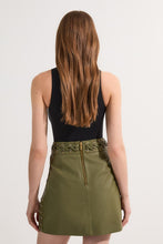 Load image into Gallery viewer, Women Light Green Leather Eyelet Lace Trim Mini Skirt
