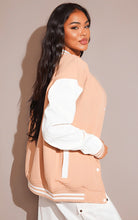 Load image into Gallery viewer, Women Pink Varsity Leather Bomber Jacket
