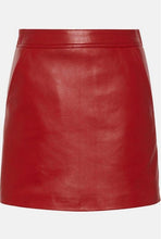Load image into Gallery viewer, Women Red Genuine Leather Mini Skirt

