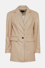 Load image into Gallery viewer, Women Single Breasted Beige Snake Print Leather Blazer
