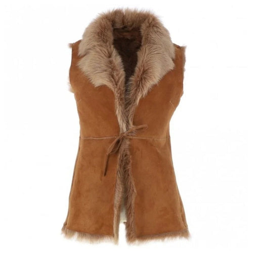 Women Suede Leather Fitted Gilet Vest