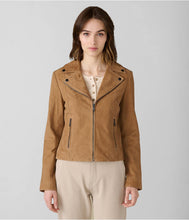Load image into Gallery viewer, Women Suede Leather Jacket in Tan Brown
