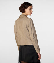 Load image into Gallery viewer, Women Tan Beige Biker Suede Leather Jacket
