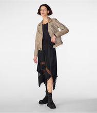 Load image into Gallery viewer, Women Tan Beige Biker Suede Leather Jacket
