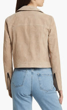 Load image into Gallery viewer, Women Tan Beige Suede Biker Leather Jacket
