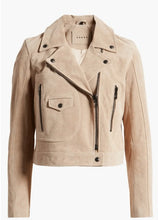 Load image into Gallery viewer, Women Tan Beige Suede Biker Leather Jacket
