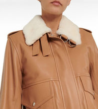 Load image into Gallery viewer, Women Tan Brown B3 Shearling Leather Jacket
