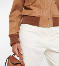 Load image into Gallery viewer, Women Tan Brown B3 Shearling Leather Jacket

