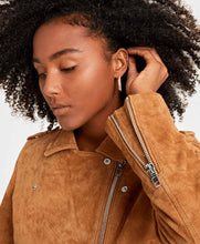 Load image into Gallery viewer, Women Tan Brown Biker Suede Leather Jacket
