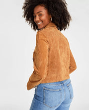Load image into Gallery viewer, Women Tan Brown Biker Suede Leather Jacket
