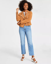 Load image into Gallery viewer, Women Tan Brown Biker Suede Leather Jacket
