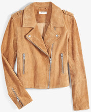 Load image into Gallery viewer, Women Tan Brown Biker Suede Leather Jacket

