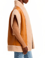 Load image into Gallery viewer, Women Tan Brown Leather Shearling Vest
