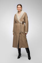 Load image into Gallery viewer, Women Tan Brown Shearling Leather Coat With Belted Waist
