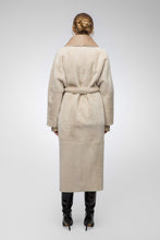 Load image into Gallery viewer, Women Tan Brown Shearling Leather Coat With Belted Waist
