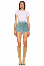 Load image into Gallery viewer, Women Turquoise Suede Leather Fringe Short
