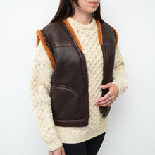 Load image into Gallery viewer, Women Vintage Leather Shearling Vest in Dark Brown
