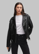 Load image into Gallery viewer, Women Classic Black Oversized Leather Biker Jacket
