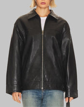 Load image into Gallery viewer, Women Stylish Black Oversized Leather Jacket
