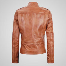 Load image into Gallery viewer, Brown leather jacket on a light gray background
