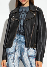 Load image into Gallery viewer, Women&#39;s Black Biker Vintage Leather Jacket
