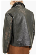 Load image into Gallery viewer, Women&#39;s Classic Black Distressed Leather Jacket
