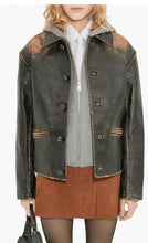 Load image into Gallery viewer, Women&#39;s Classic Black Distressed Leather Jacket
