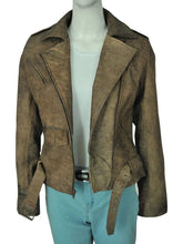 Load image into Gallery viewer, Women&#39;s Dirty Brown Distressed Leather Jacket
