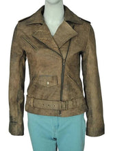 Load image into Gallery viewer, Women&#39;s Dirty Brown Distressed Leather Jacket
