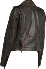 Load image into Gallery viewer, Women&#39;s Distressed Black Vintage Leather Jacket
