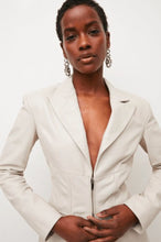 Load image into Gallery viewer, Women’s White Leather Blazer with Zipper Closure
