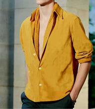 Load image into Gallery viewer, Yellow Suede Leather Shirt Jacket for Men
