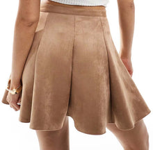 Load image into Gallery viewer, Beige Suede Leather Mini Skirt For Women
