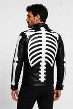 Load image into Gallery viewer, Best skeleton biker leather jacket for sale in premium black leather at Glory Store UK
