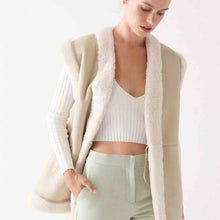 Load image into Gallery viewer, best womens leather shearling vest in white
