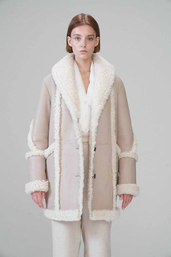 best womens off white b7 shearling leather coat