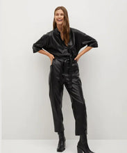 Load image into Gallery viewer, Black Women&#39;s Leather Dress Jumpsuit - Glory UK
