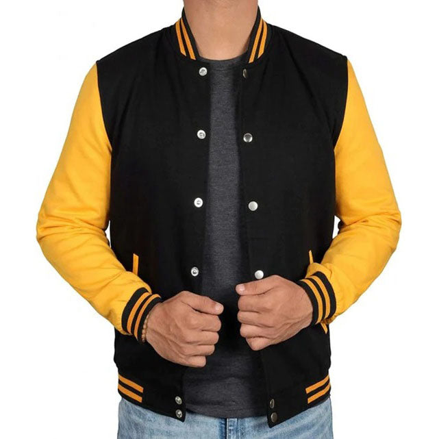 Black and Yellow Varsity Jacket - Letterman Jacket For Men