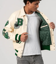 Load image into Gallery viewer, Boston Off-White Varsity Bomber Jacket – Limited Edition
