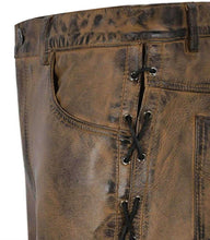 Load image into Gallery viewer, Brown Biker Leather Trousers for Men
