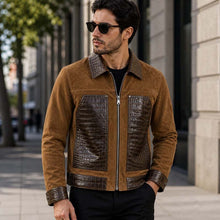 Load image into Gallery viewer, Luxury Brown Suede Leather Jacket For Men Shop Now UK
