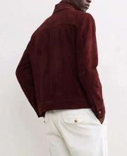 Load image into Gallery viewer, Men's Burgundy Pure Suede Leather Cafe Racer Jacket With Custom Fit Biker Style
