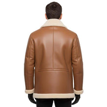 Load image into Gallery viewer, Men's B3 Bomber Coat in Brown Sheepskin Leather with Real Shearling Lining
