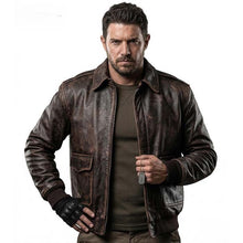 Load image into Gallery viewer, Chris Redfield Jacket In Brown Leather | Resident Evil
