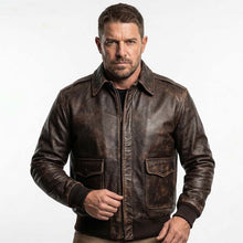 Load image into Gallery viewer, Chris Redfield Jacket In Brown Leather | Resident Evil
